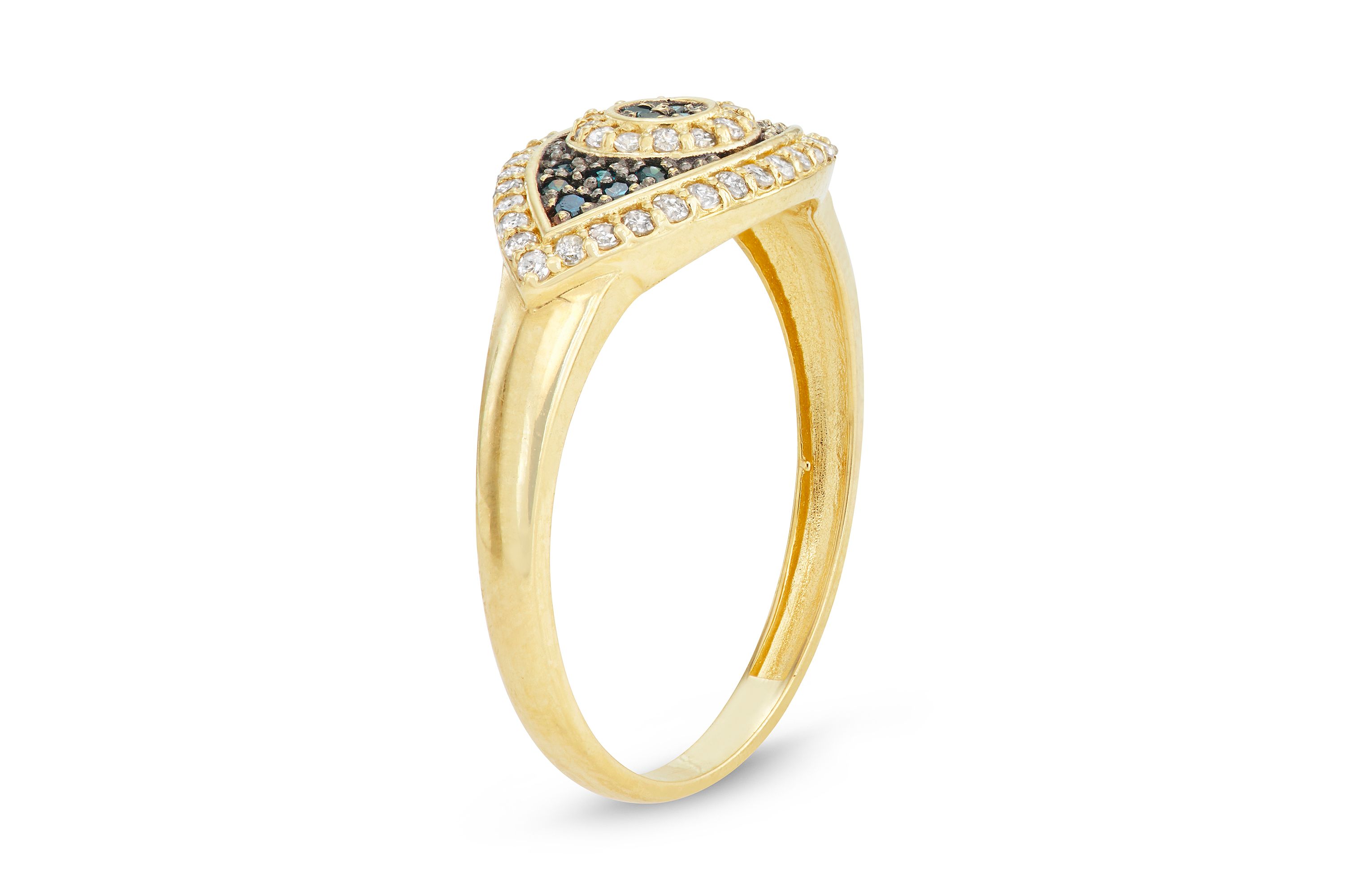 10K Gold Diamond Evil Eye Ring