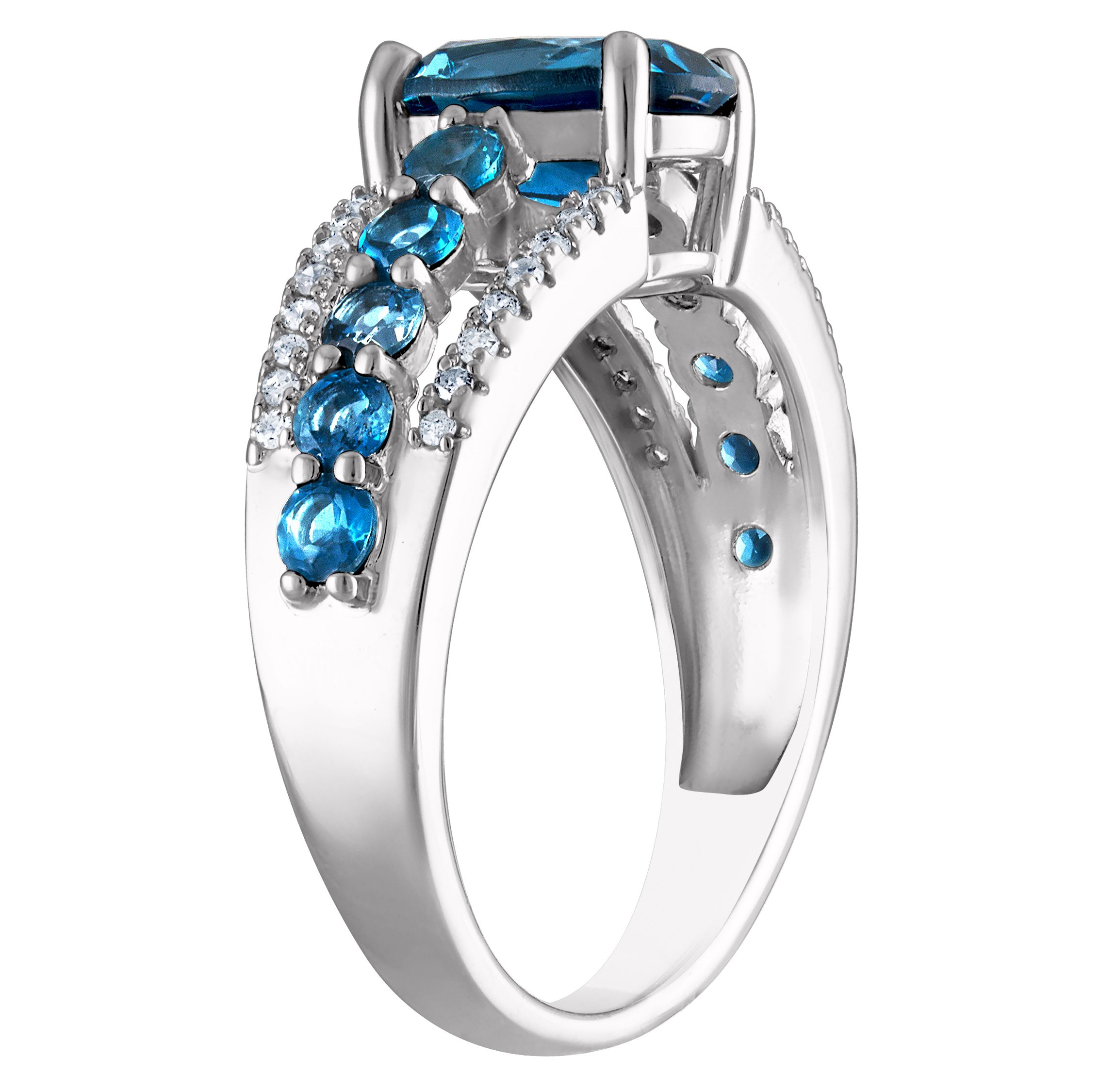 Sterling Silver London Blue Topaz And Diamond Ring