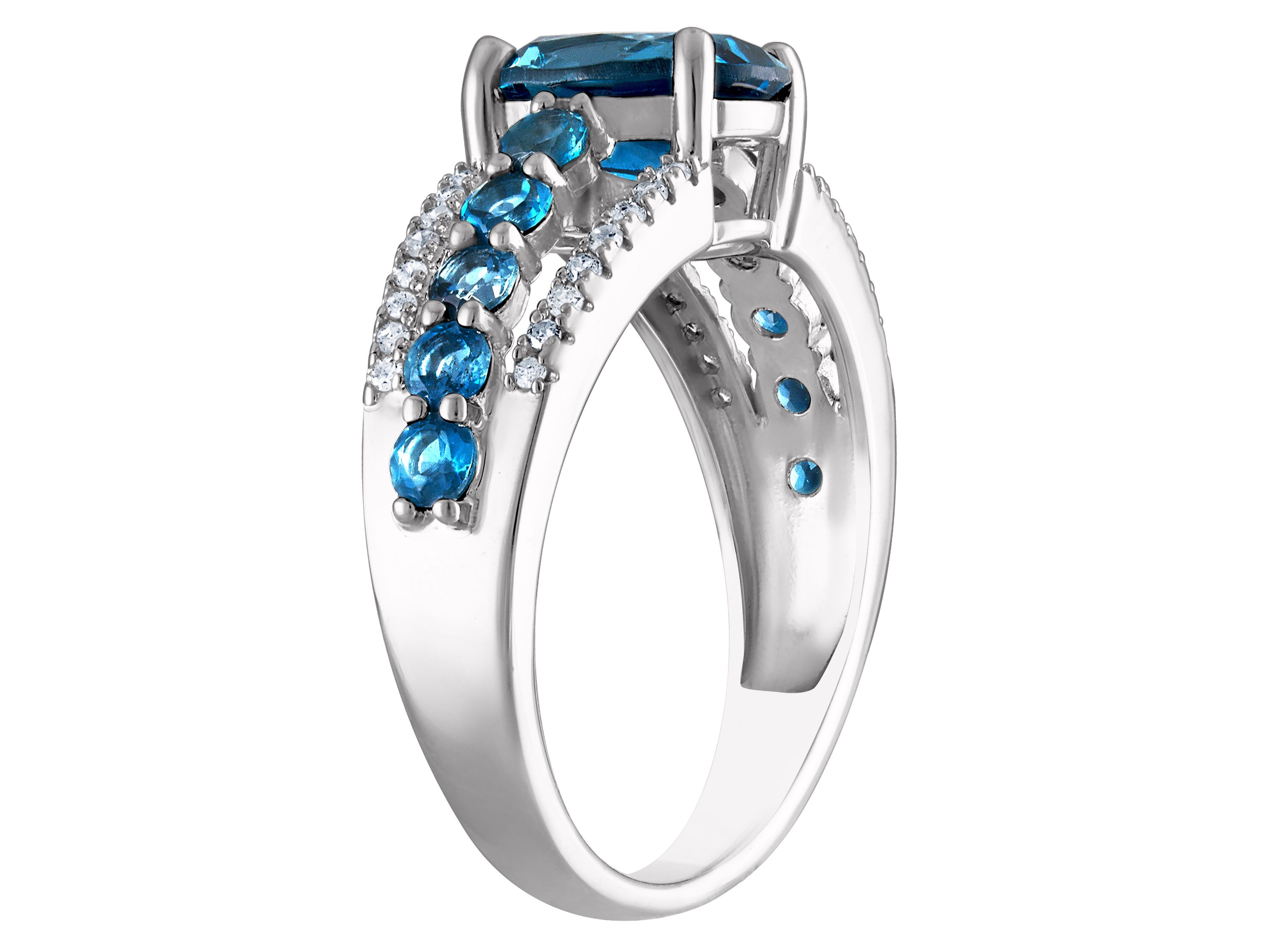 Sterling Silver London Blue Topaz And Diamond Ring