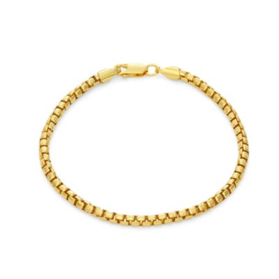 Jordan Blue NYC 14K Gold Over Sterling Silver Mens Silver Box Chain Bracelet