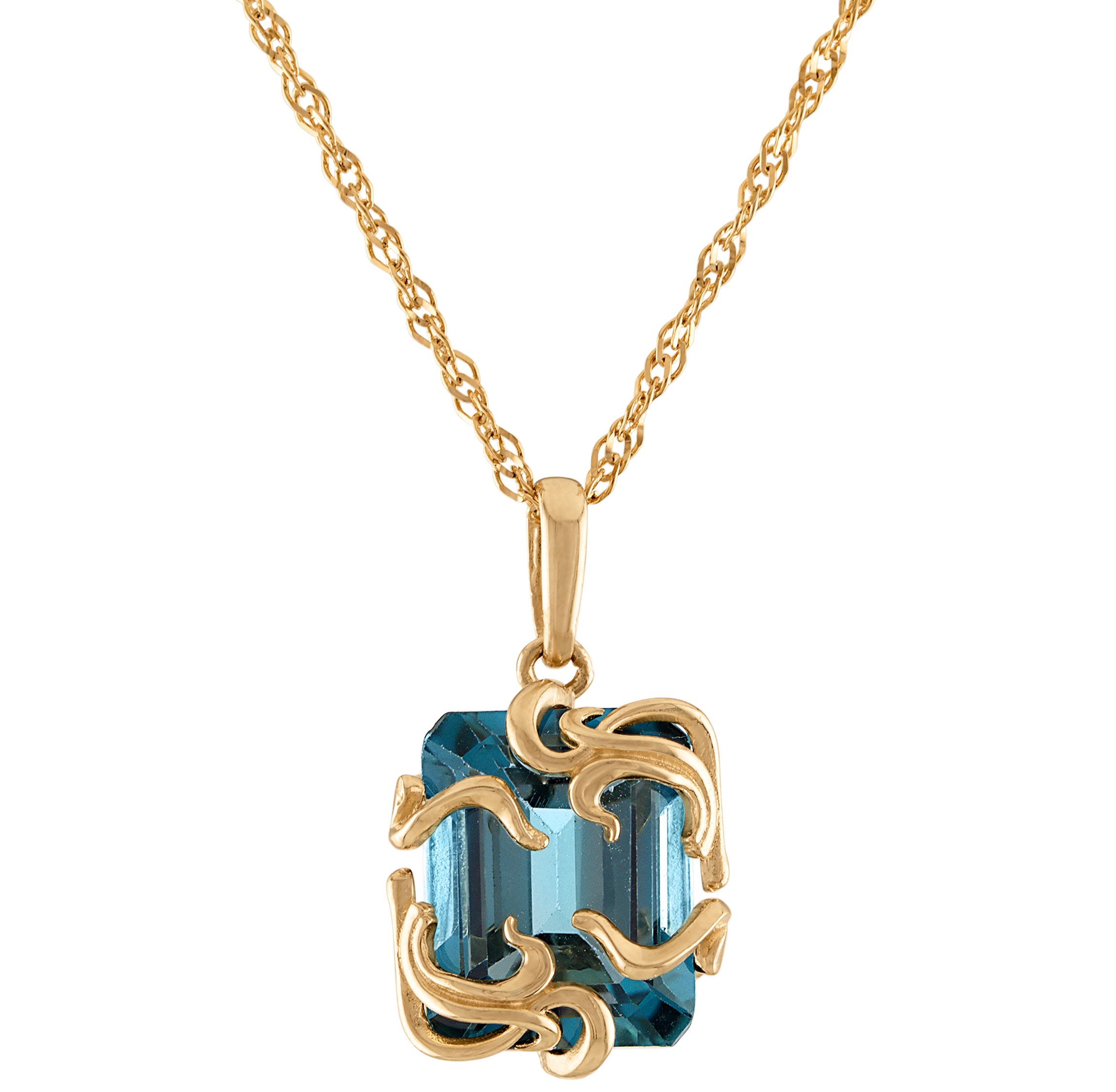 10K Gold London Blue Topaz Medusa Pendant