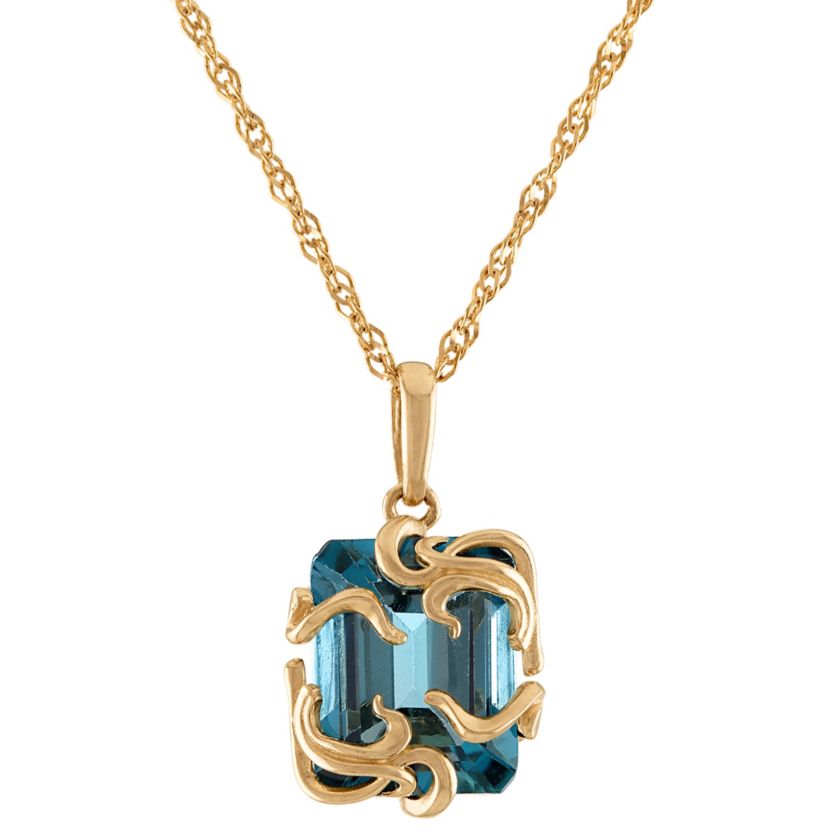 10K Gold London Blue Topaz Medusa Pendant