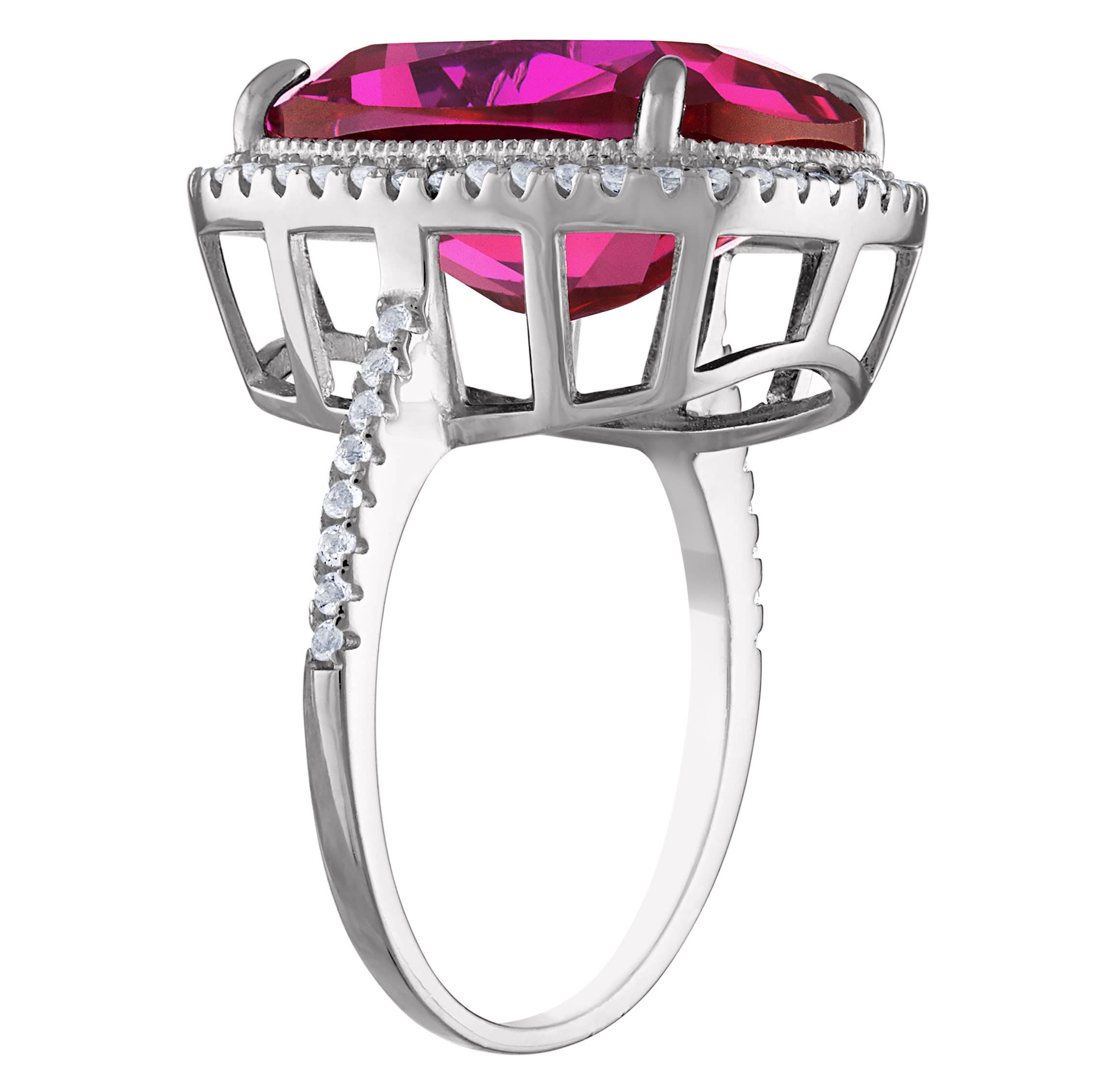 Lab Created Sterling Silver Created Pink Sapphire And Created White Sapphire Ring