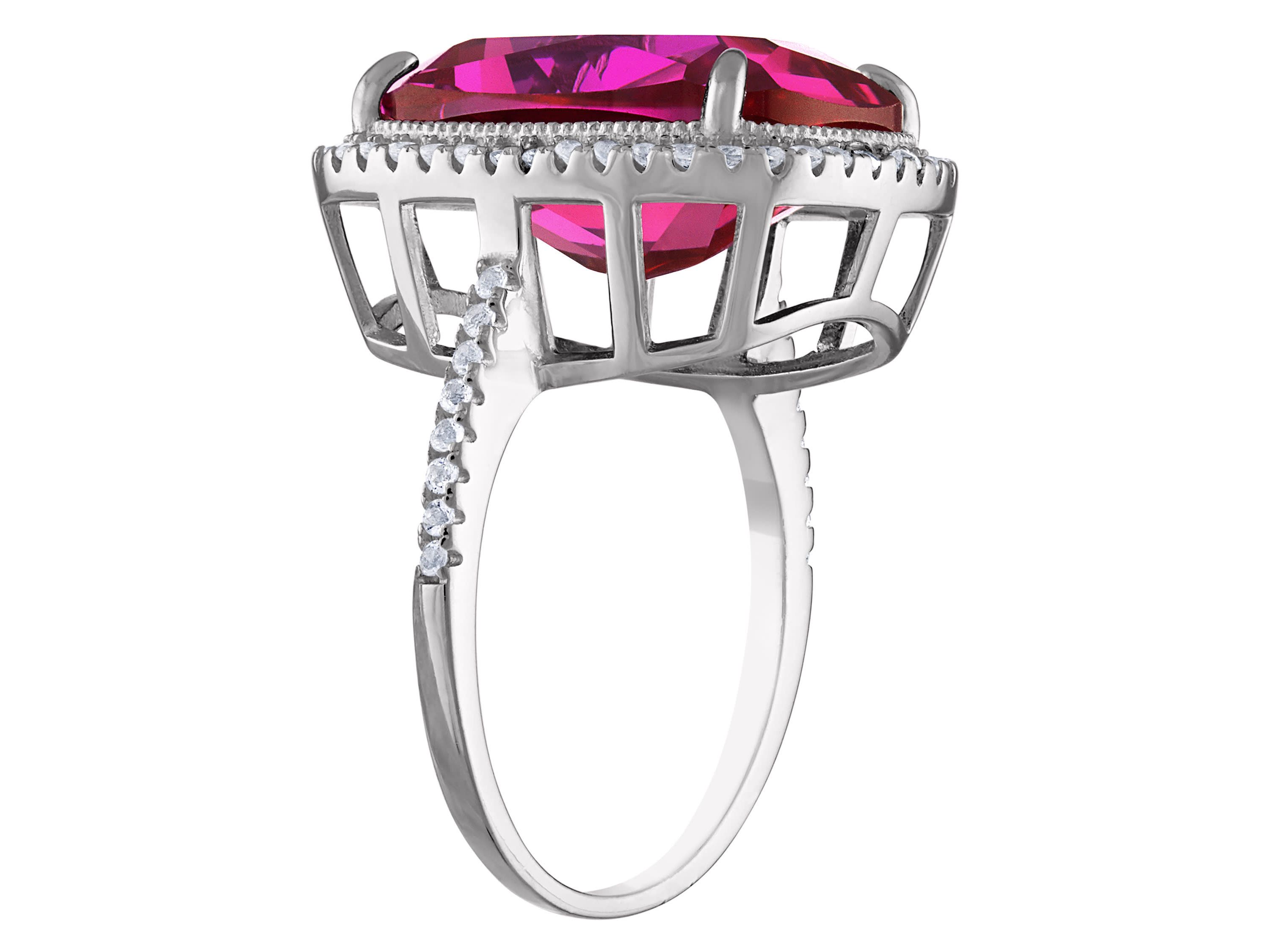 Lab Created Sterling Silver Created Pink Sapphire And Created White Sapphire Ring