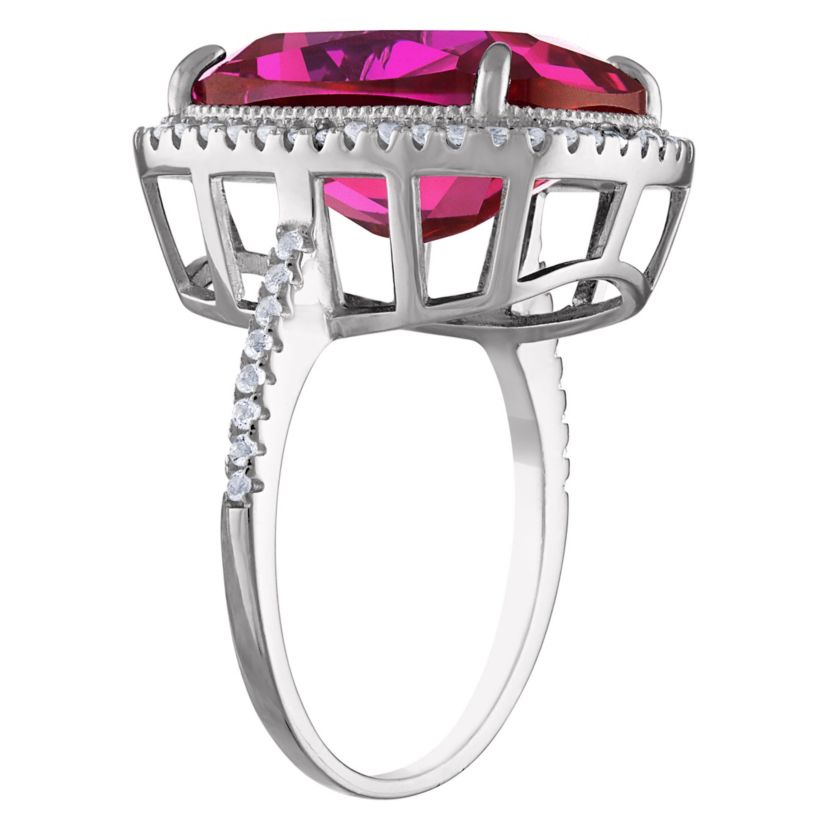 Lab Created Sterling Silver Created Pink Sapphire And Created White Sapphire Ring