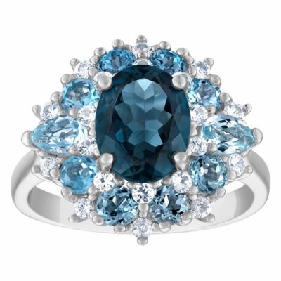 Jordan Blue NYC Sterling Silver London Blue Topaz, Swiss Blue Topaz And Created White Sapphire, 7