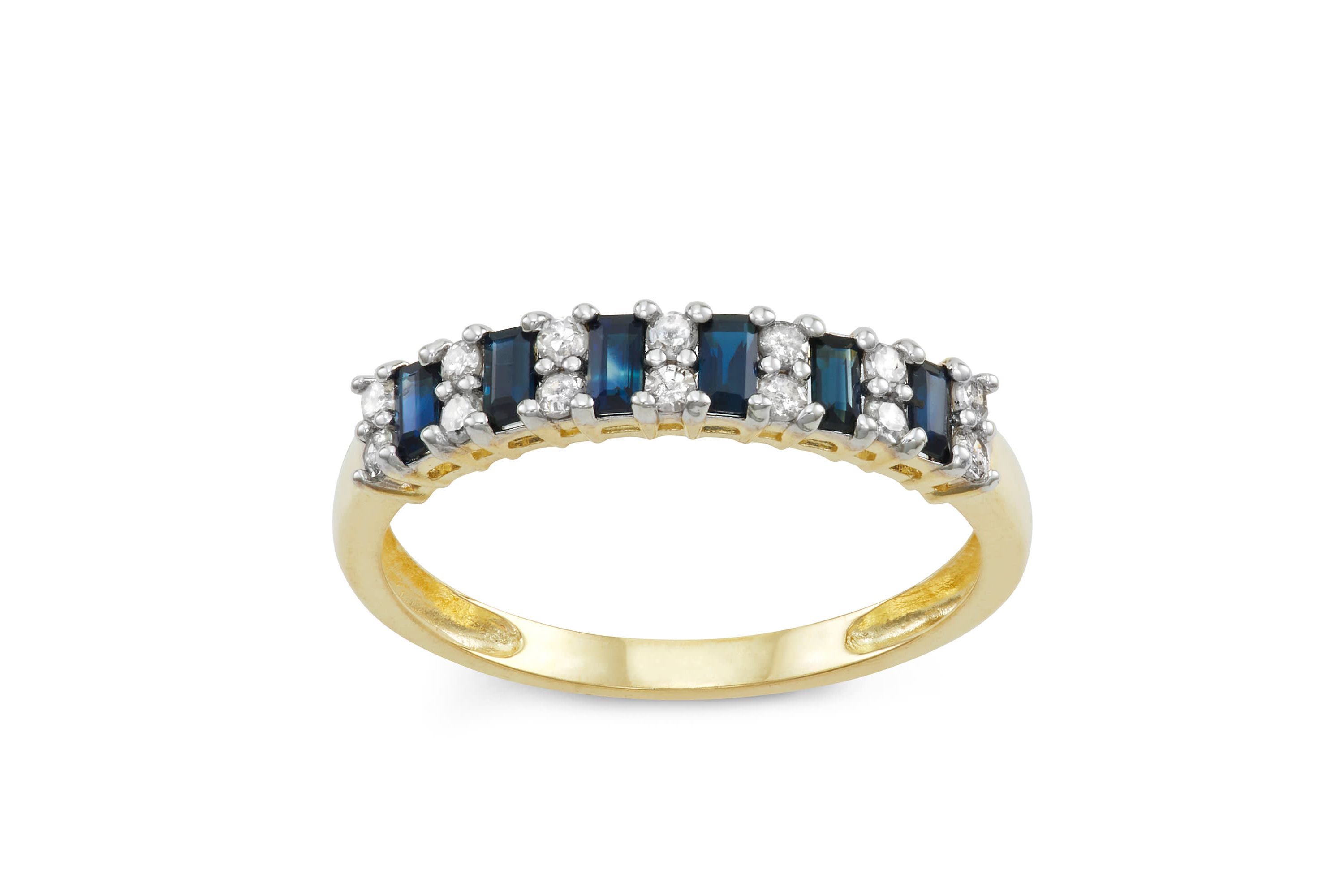 10K Gold Sapphire And Diamond Ring