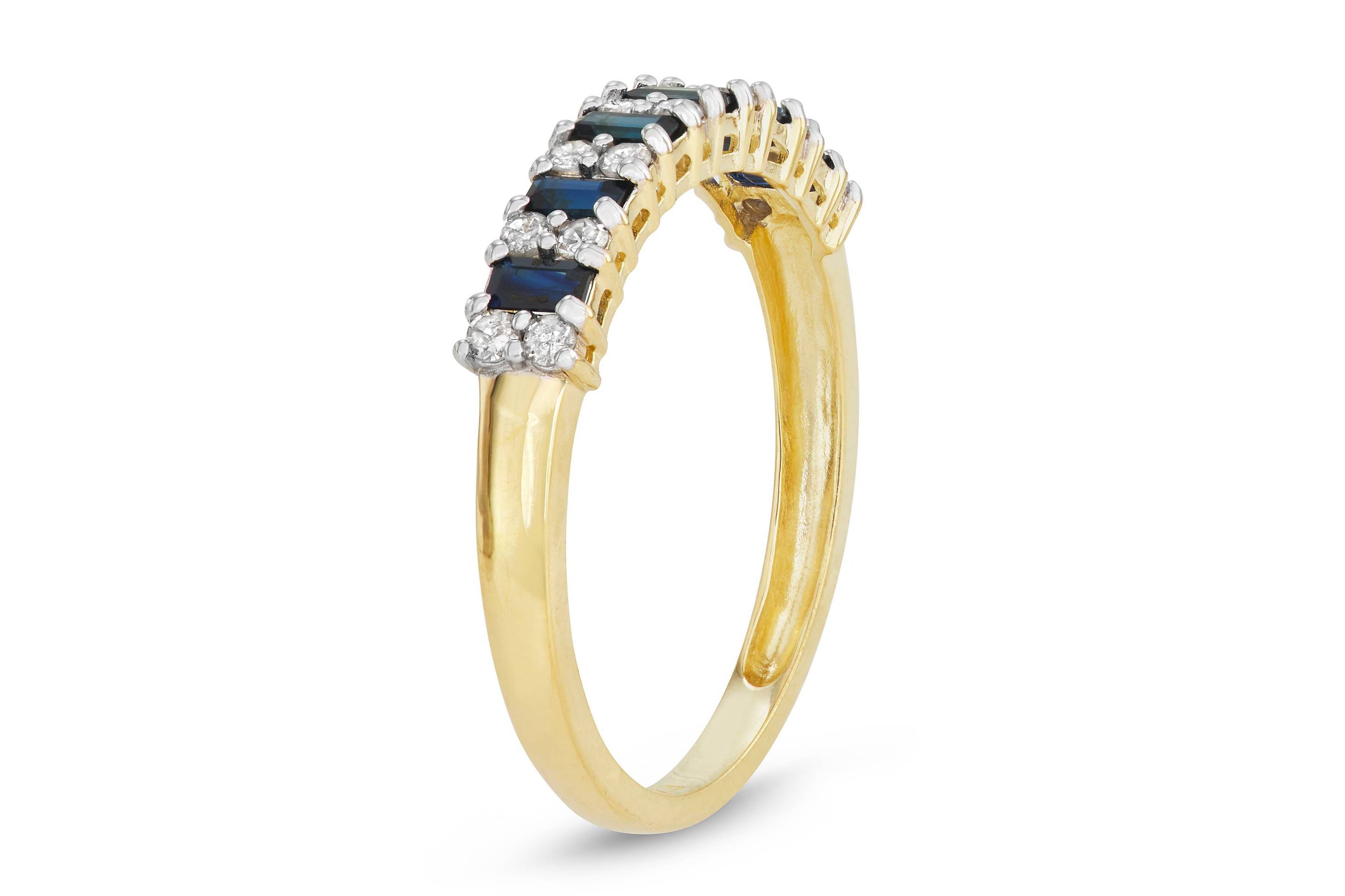 10K Gold Sapphire And Diamond Ring
