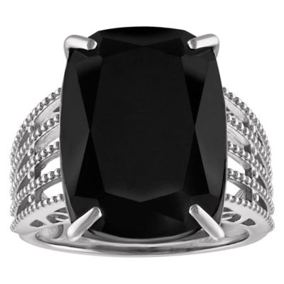 Jordan Blue NYC Sterling Silver Black Spinel Ring, 9