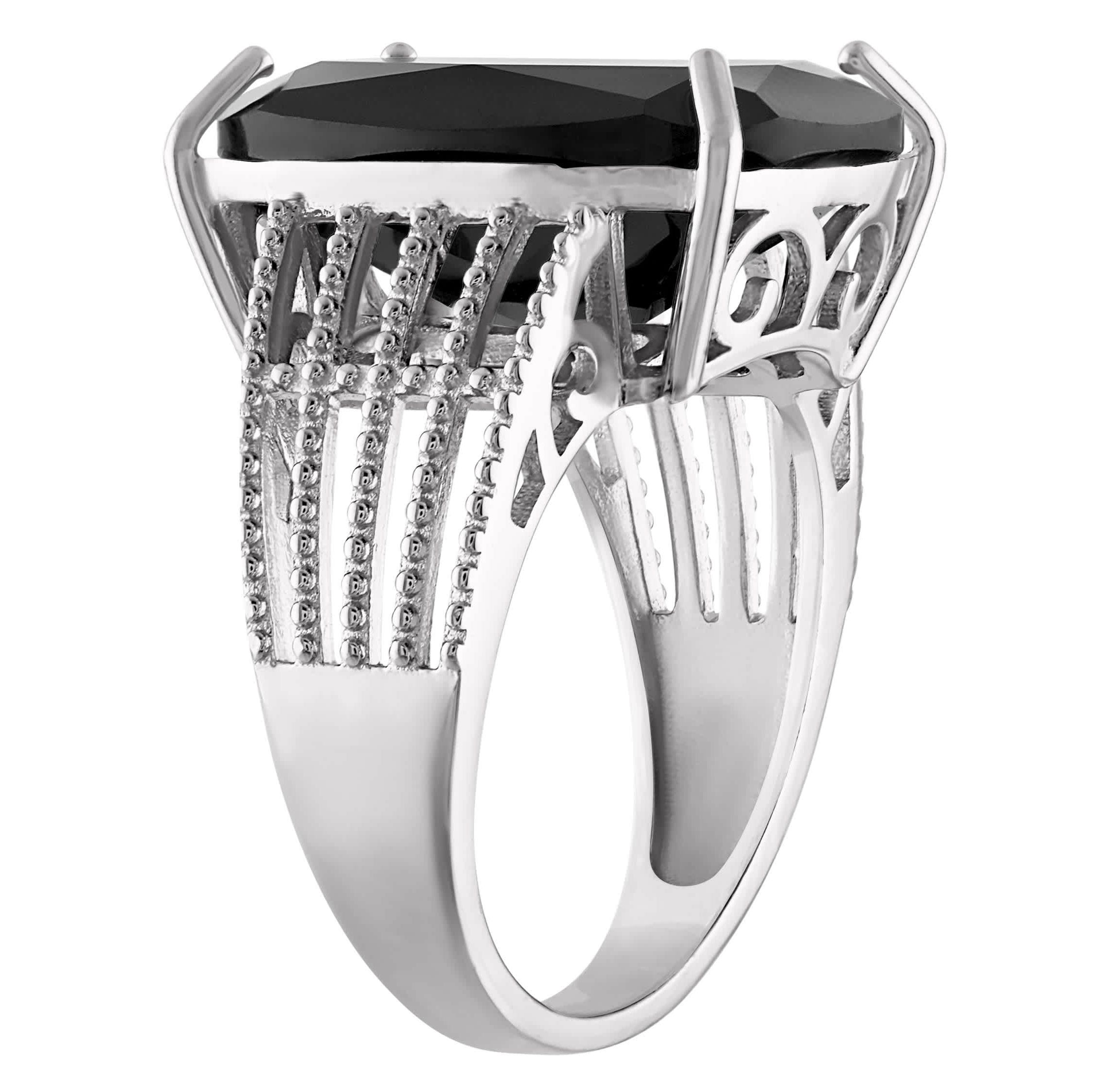 Sterling Silver Black Spinel Ring