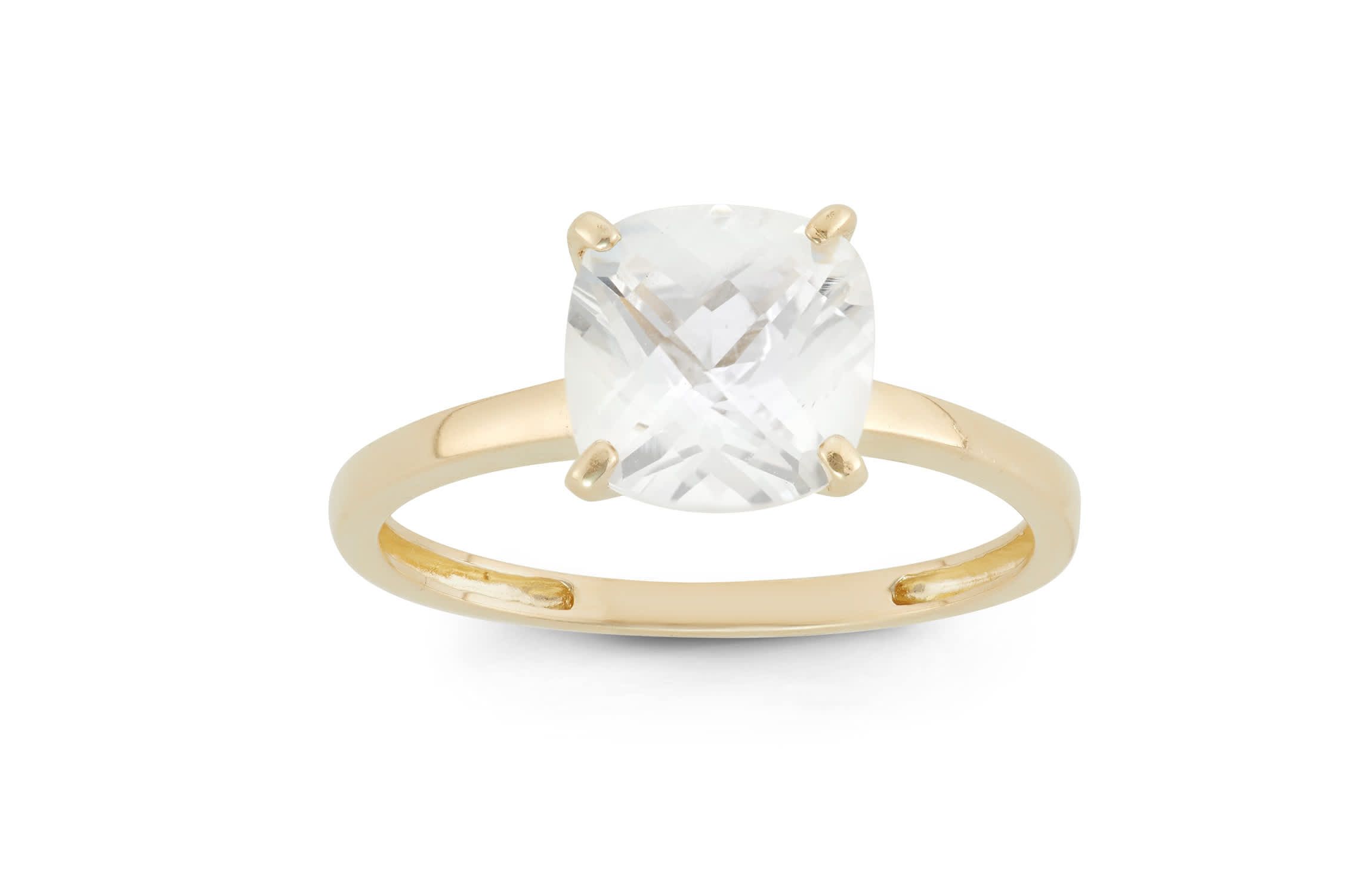 Lab Created 10K Gold Created White Sapphire Solitaire Ring
