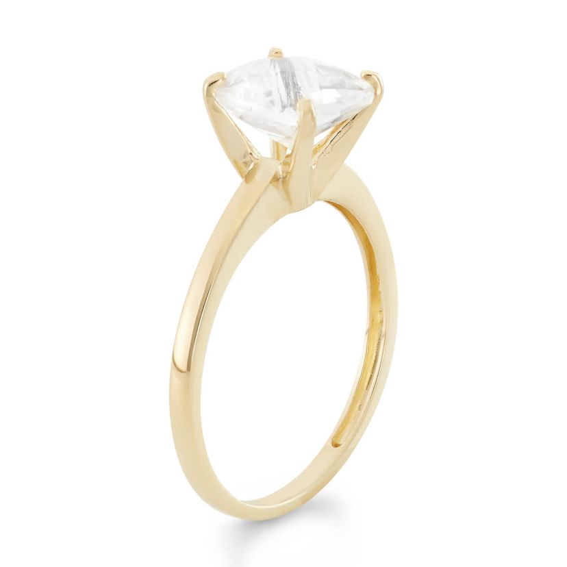 Lab Created 10K Gold Created White Sapphire Solitaire Ring