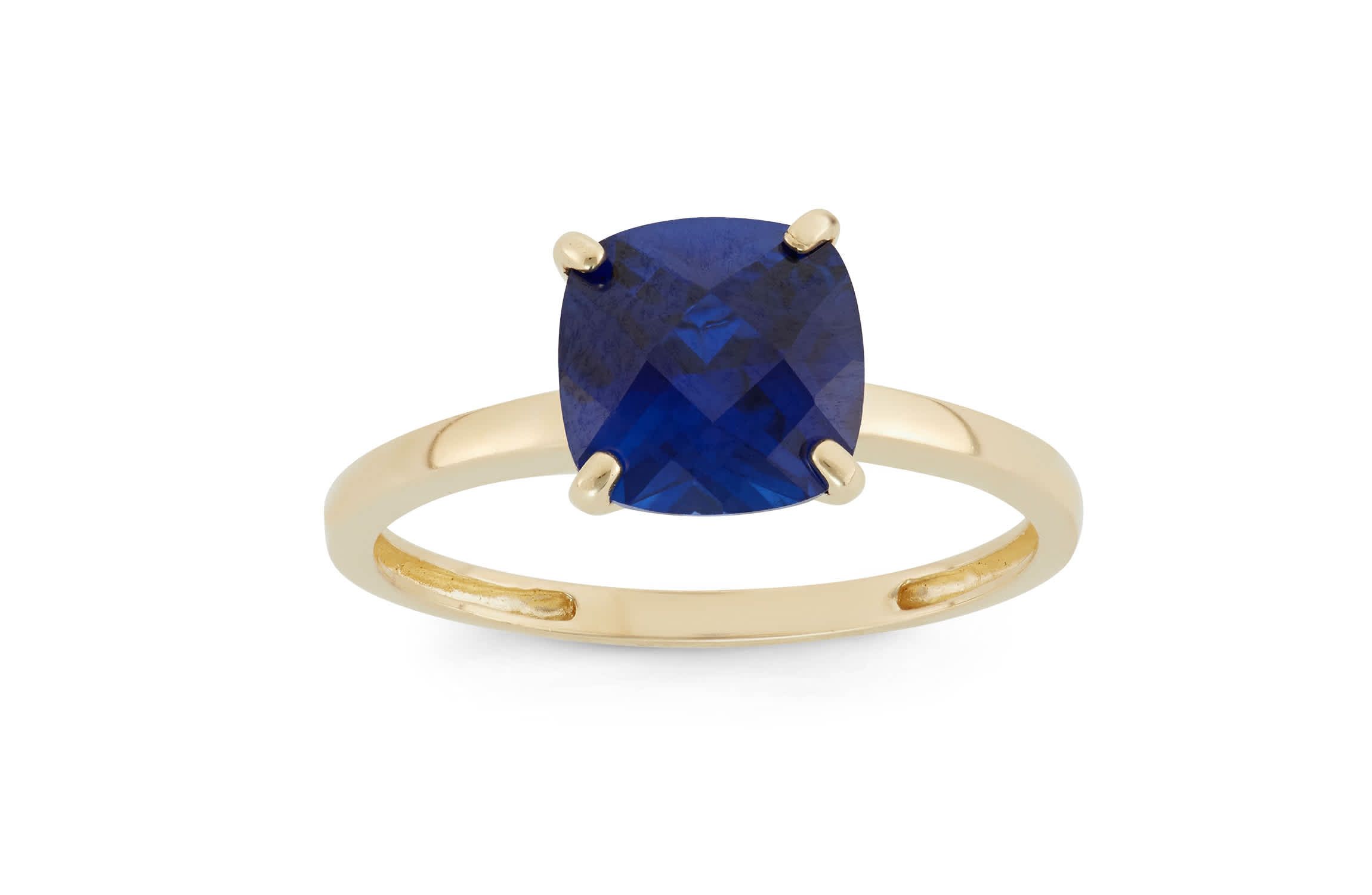 Lab Created 10K Gold Created Sapphire Solitaire Ring