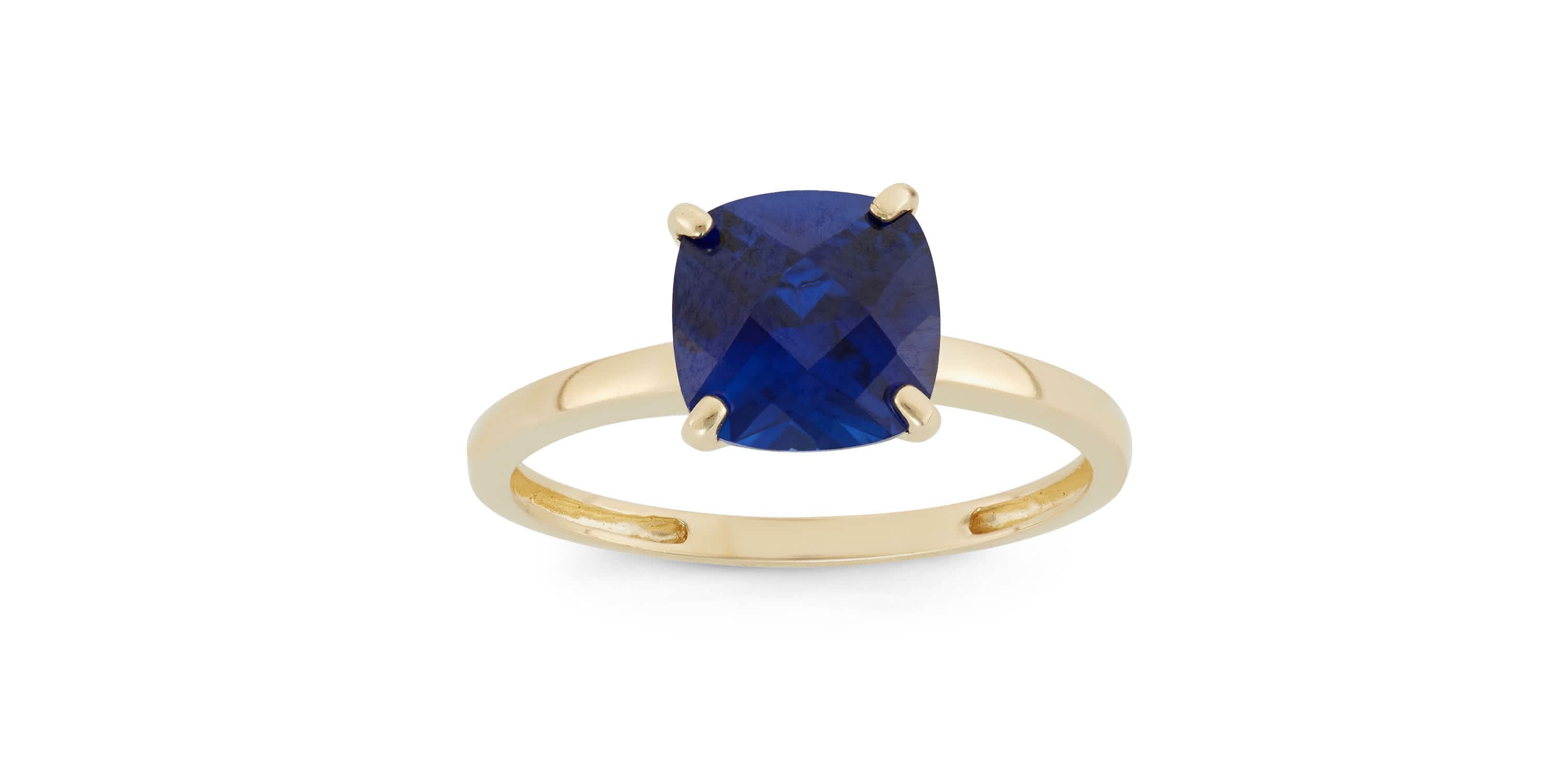 Lab Created 10K Gold Created Sapphire Solitaire Ring