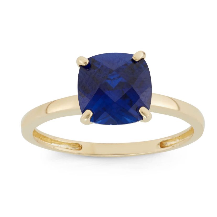 Lab Created 10K Gold Created Sapphire Solitaire Ring