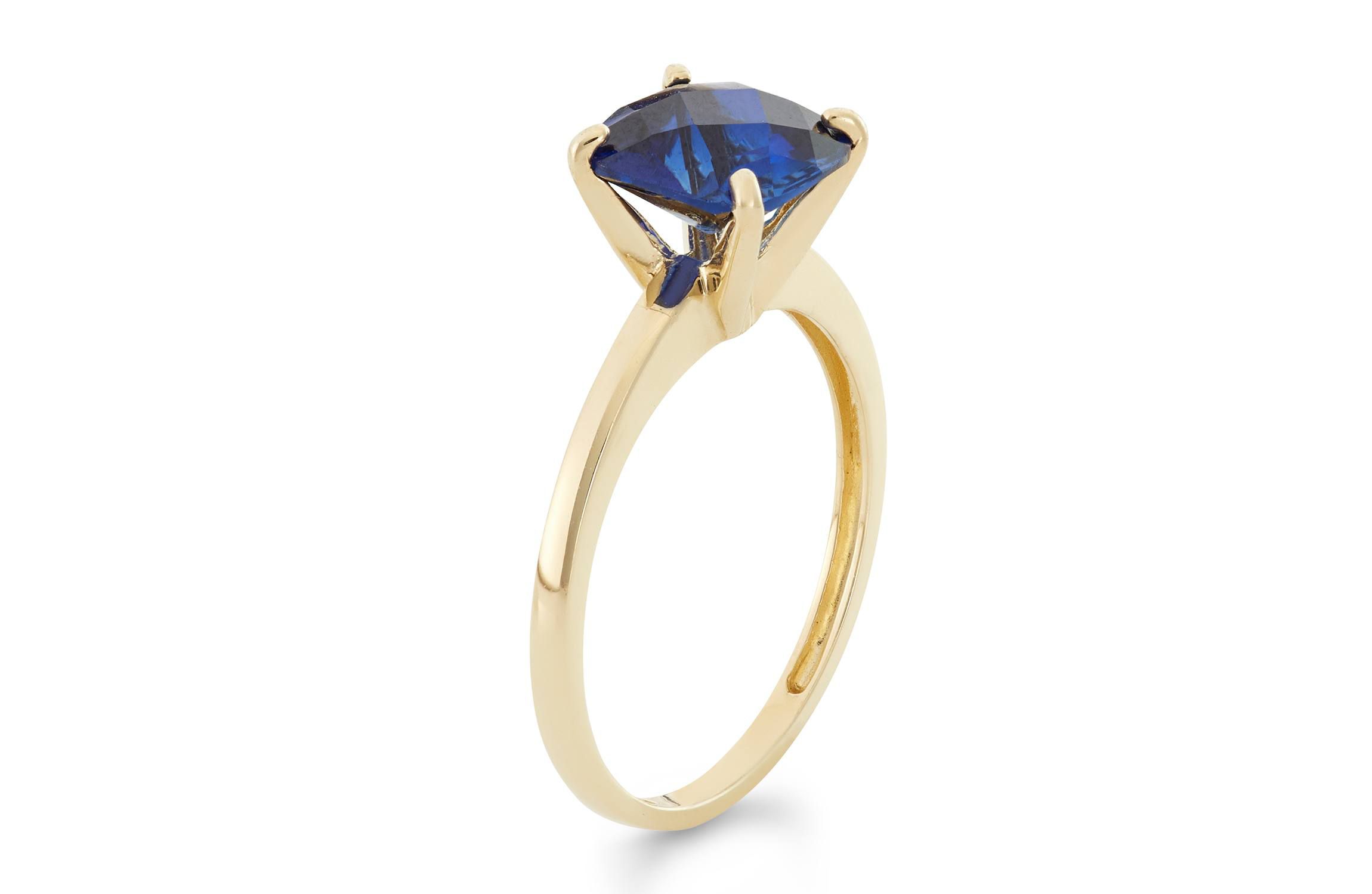 Lab Created 10K Gold Created Sapphire Solitaire Ring