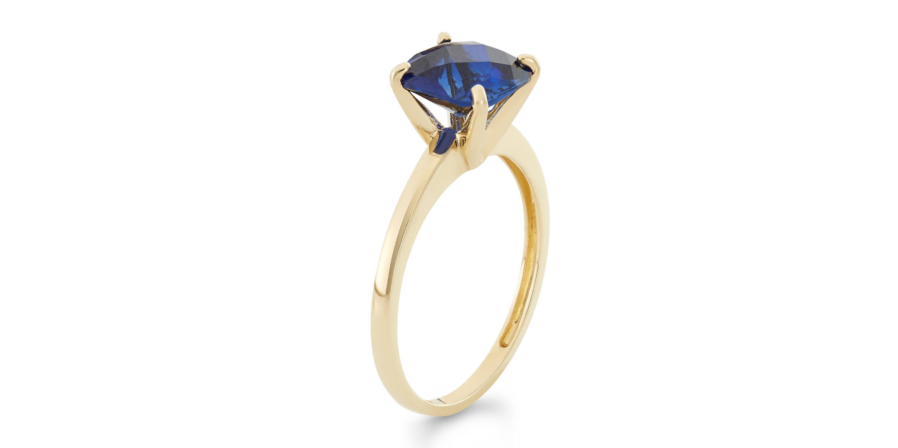 Lab Created 10K Gold Created Sapphire Solitaire Ring