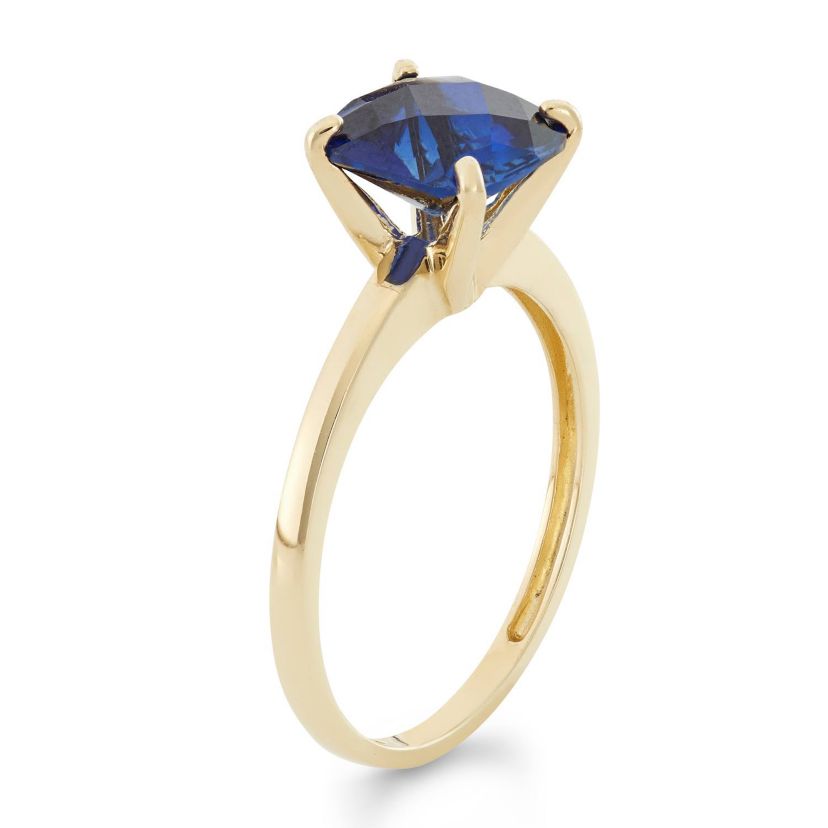 Lab Created 10K Gold Created Sapphire Solitaire Ring