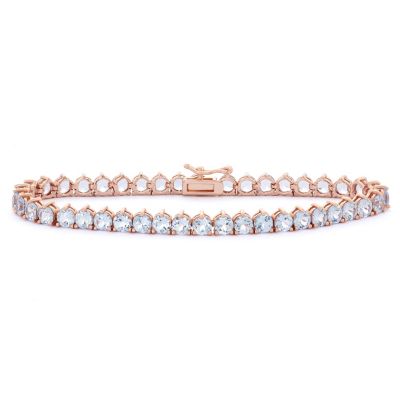 Jordan Blue NYC Lab Created 14K Rose Over Silver Created Aqua Tennis Bracelet, 7.25 in