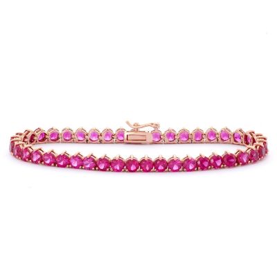 Jordan Blue NYC Lab Created 14K Rose Over Silver Created Aqua Tennis Bracelet