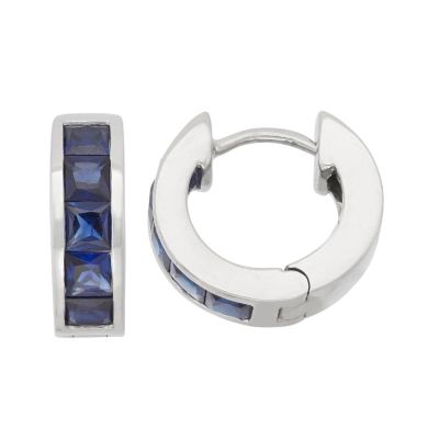 Jordan Blue NYC Lab Created Sterling Silver Created Aqua Huggie Earrings