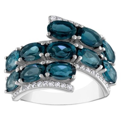 Jordan Blue NYC Sterling Silver London Blue Topaz And Created White Sapphire Ring, 5