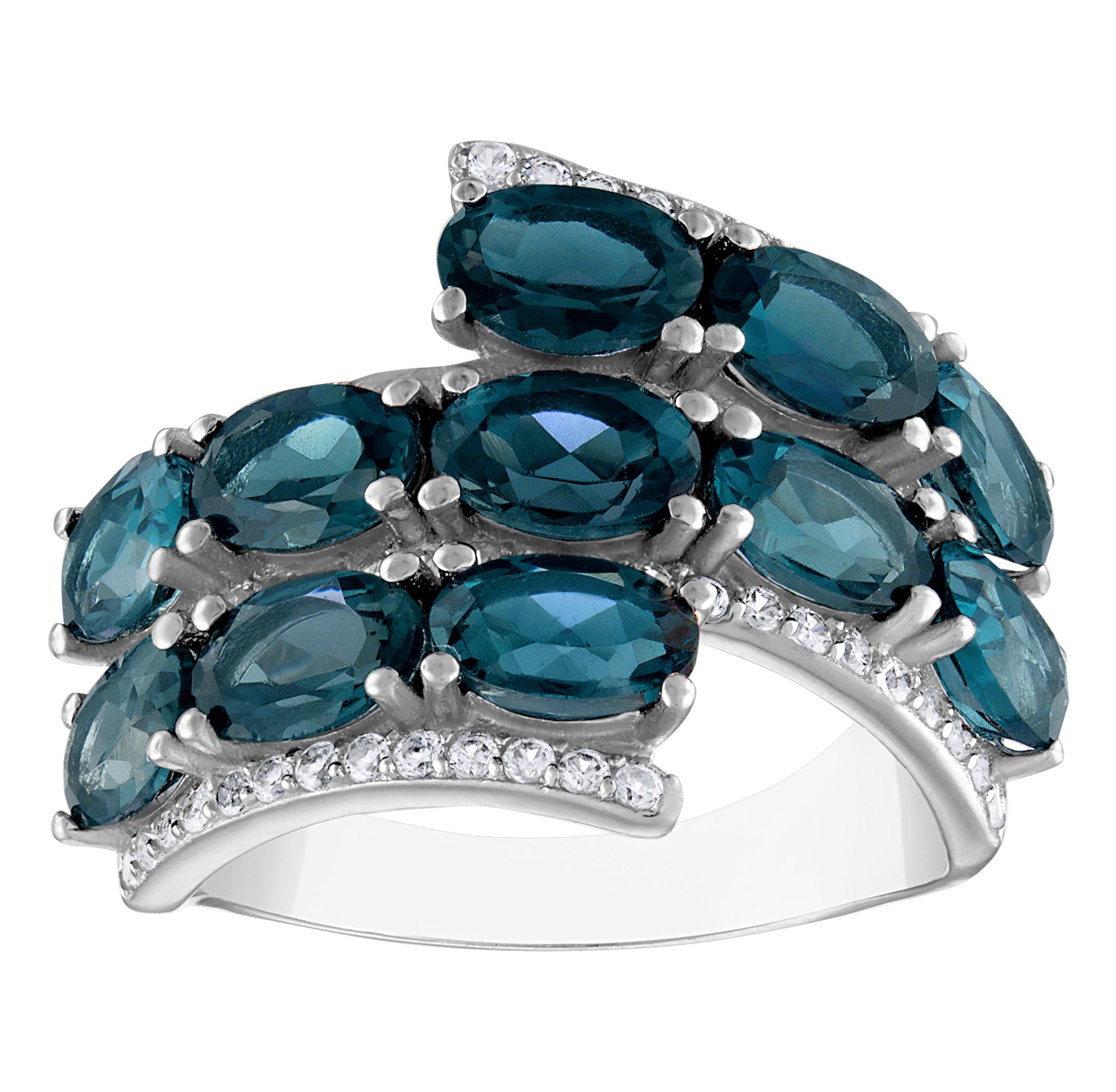 Sterling Silver London Blue Topaz And Created White Sapphire Ring