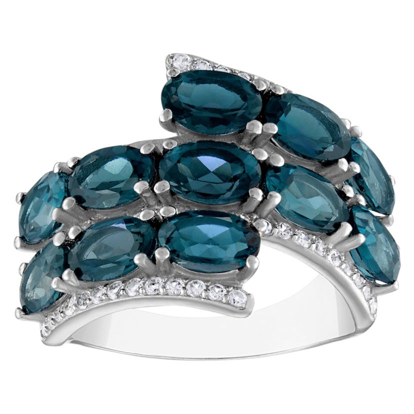 Sterling Silver London Blue Topaz And Created White Sapphire Ring