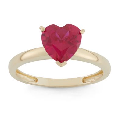 Jordan Blue NYC Lab Created 10K Gold Created Ruby Solitaire Ring