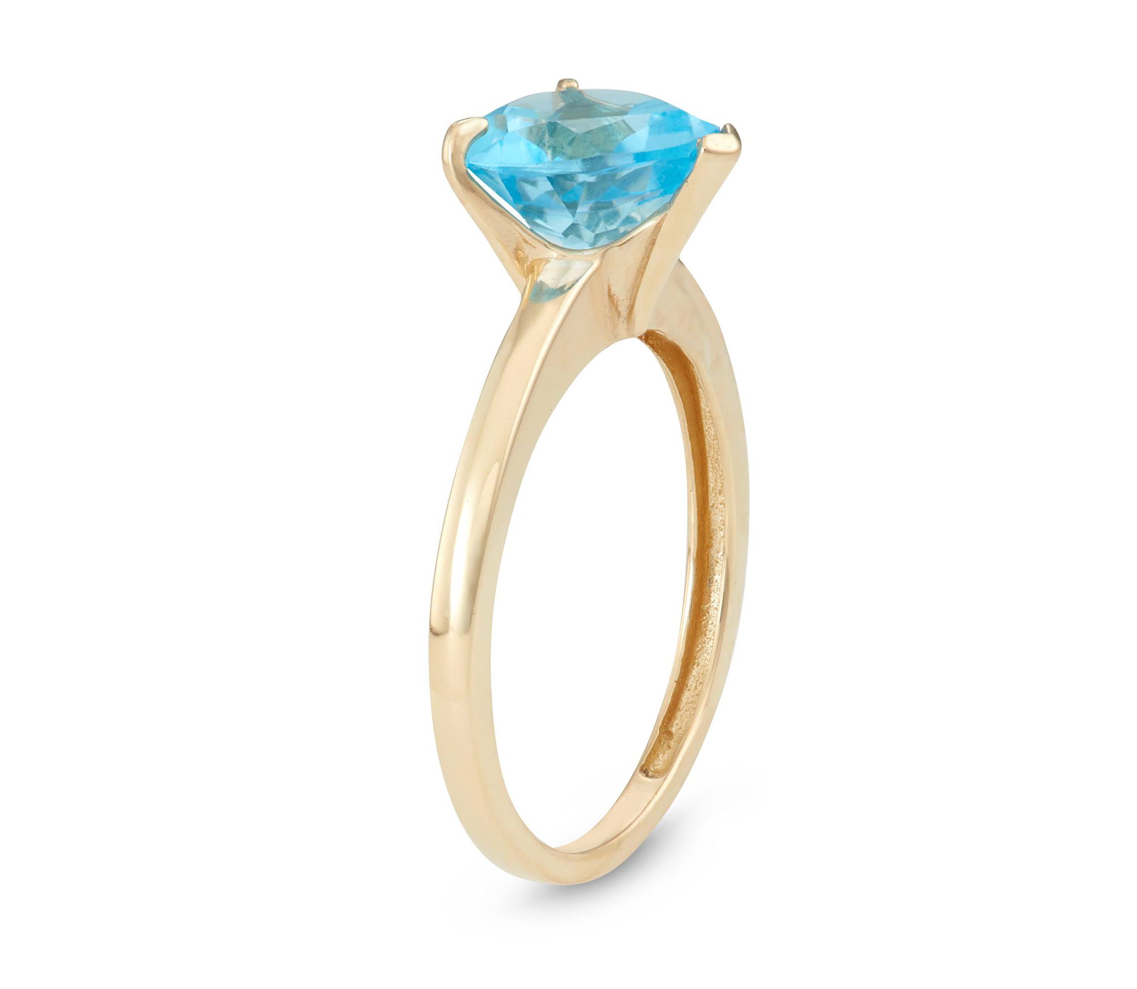 10K Gold Swiss Blue Topaz Solitaire Ring