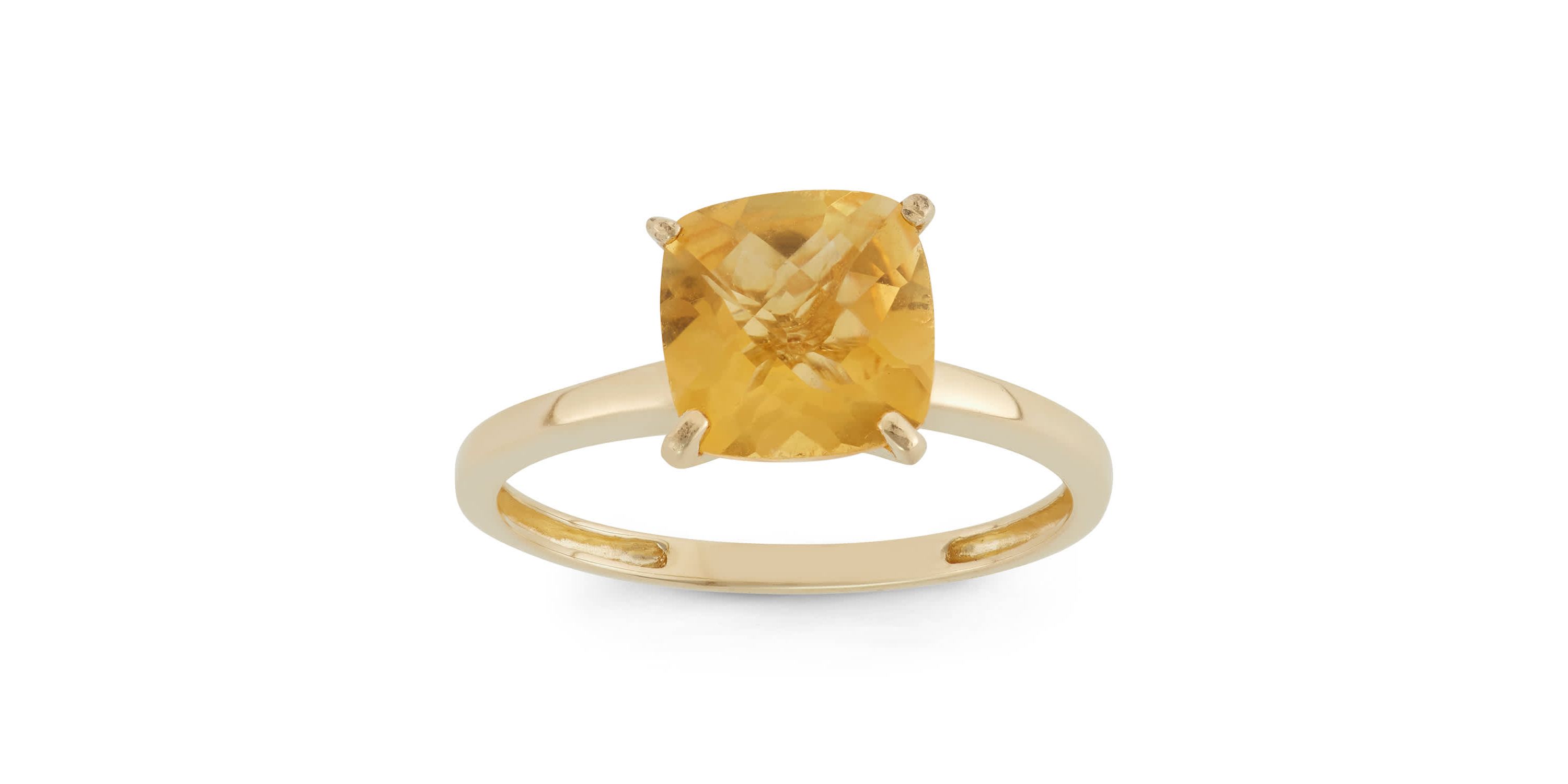 10K Gold Citrine Solitaire Ring