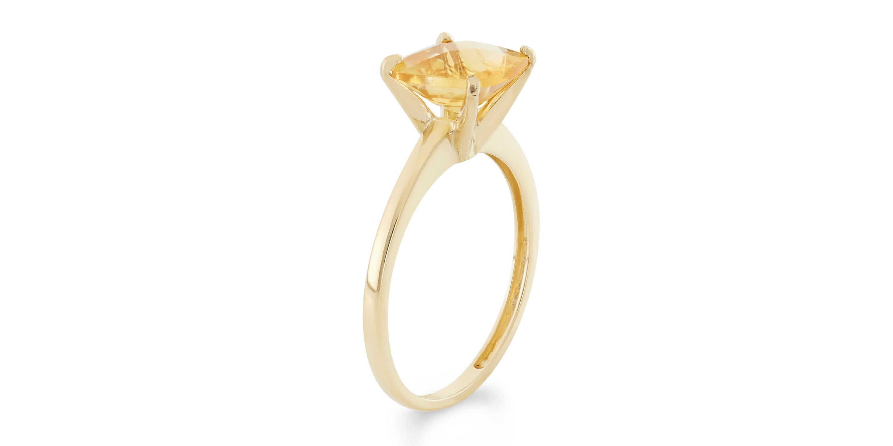 10K Gold Citrine Solitaire Ring