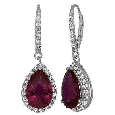 Jordan Blue NYC Lab Created Sterling Silver Created Pink Sapphire Created Ruby Leverback