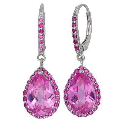 Jordan Blue NYC Lab Created Sterling Silver Created Pink Sapphire Created Ruby Leverback