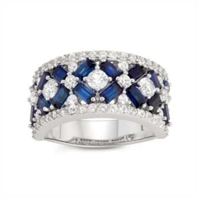 Jordan Blue NYC Lab Created Sterling Silver Created Sapphire Crossover Ring, 10
