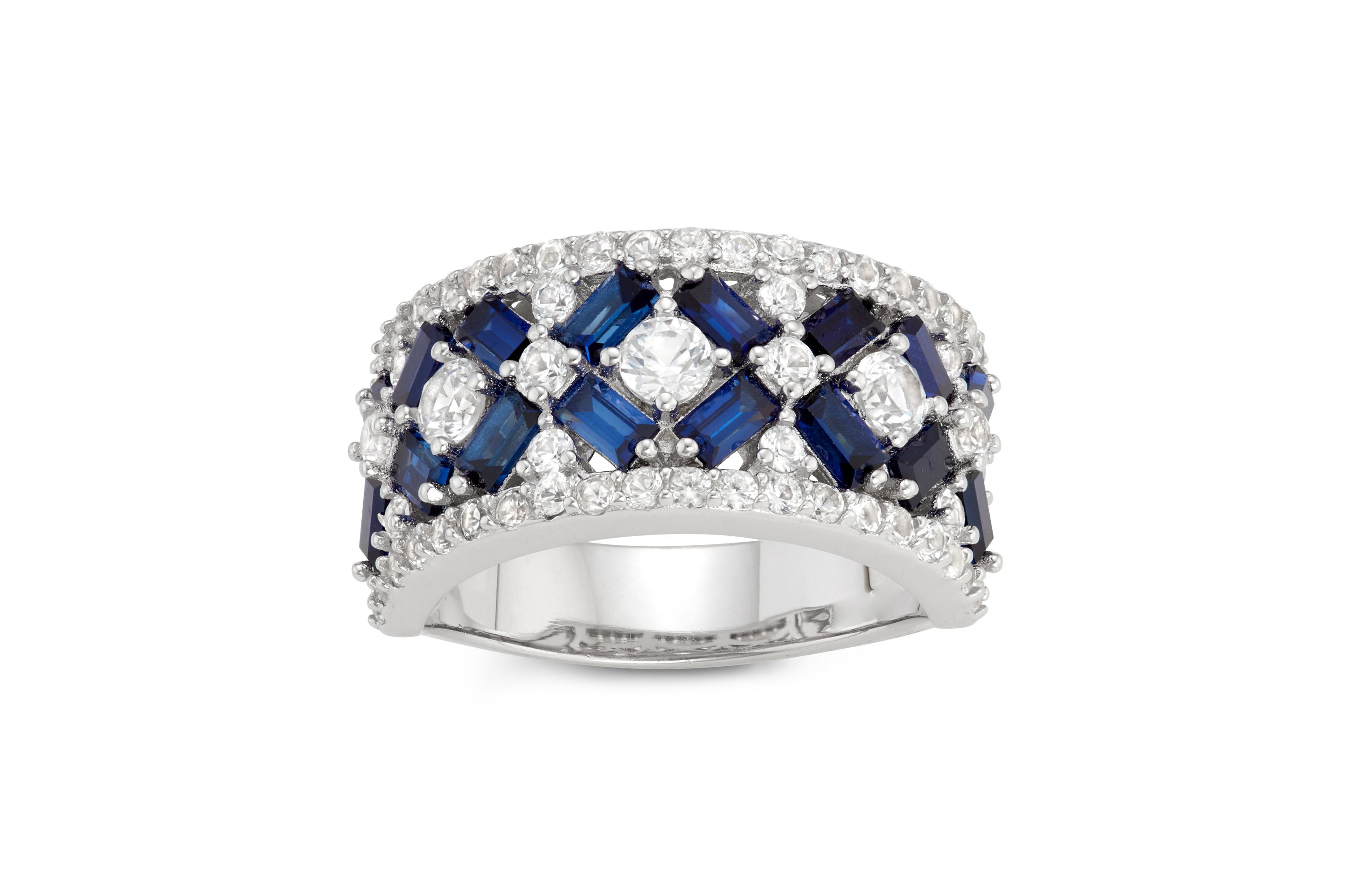 Lab Created Sterling Silver Created Sapphire Crossover Ring