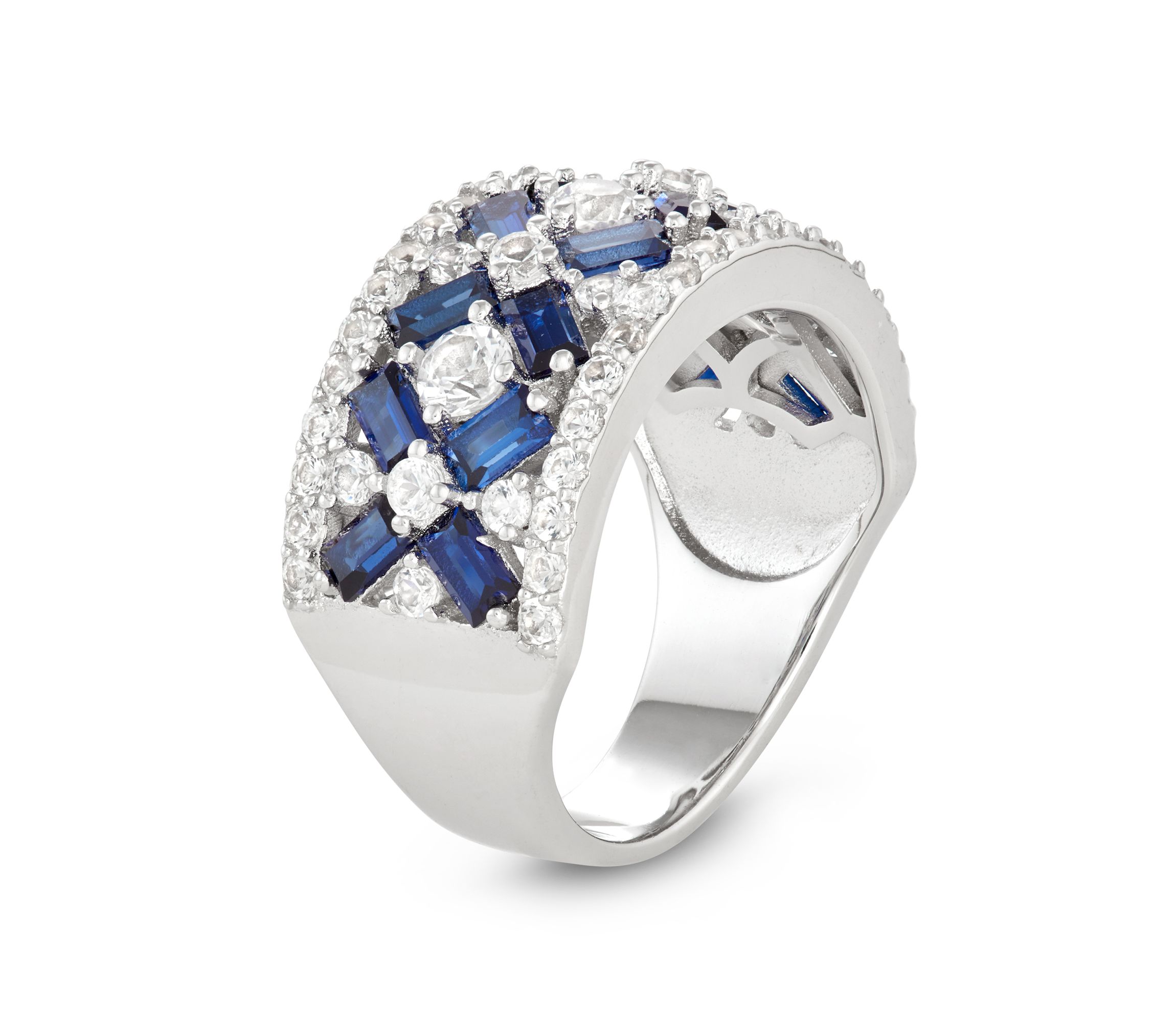 Lab Created Sterling Silver Created Sapphire Crossover Ring