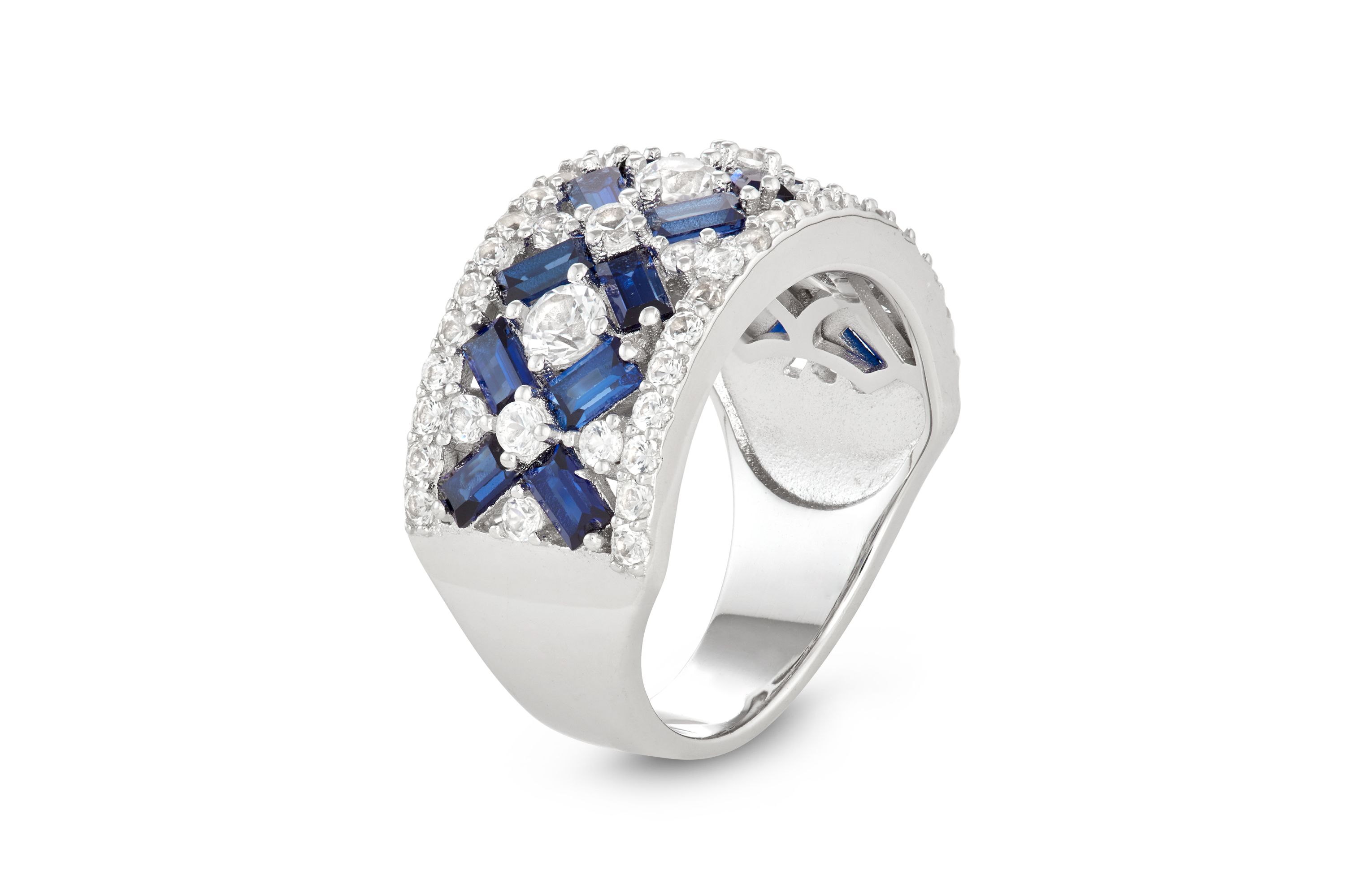 Lab Created Sterling Silver Created Sapphire Crossover Ring