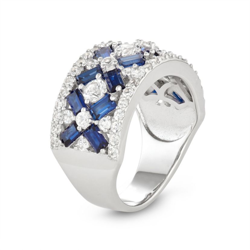Lab Created Sterling Silver Created Sapphire Crossover Ring