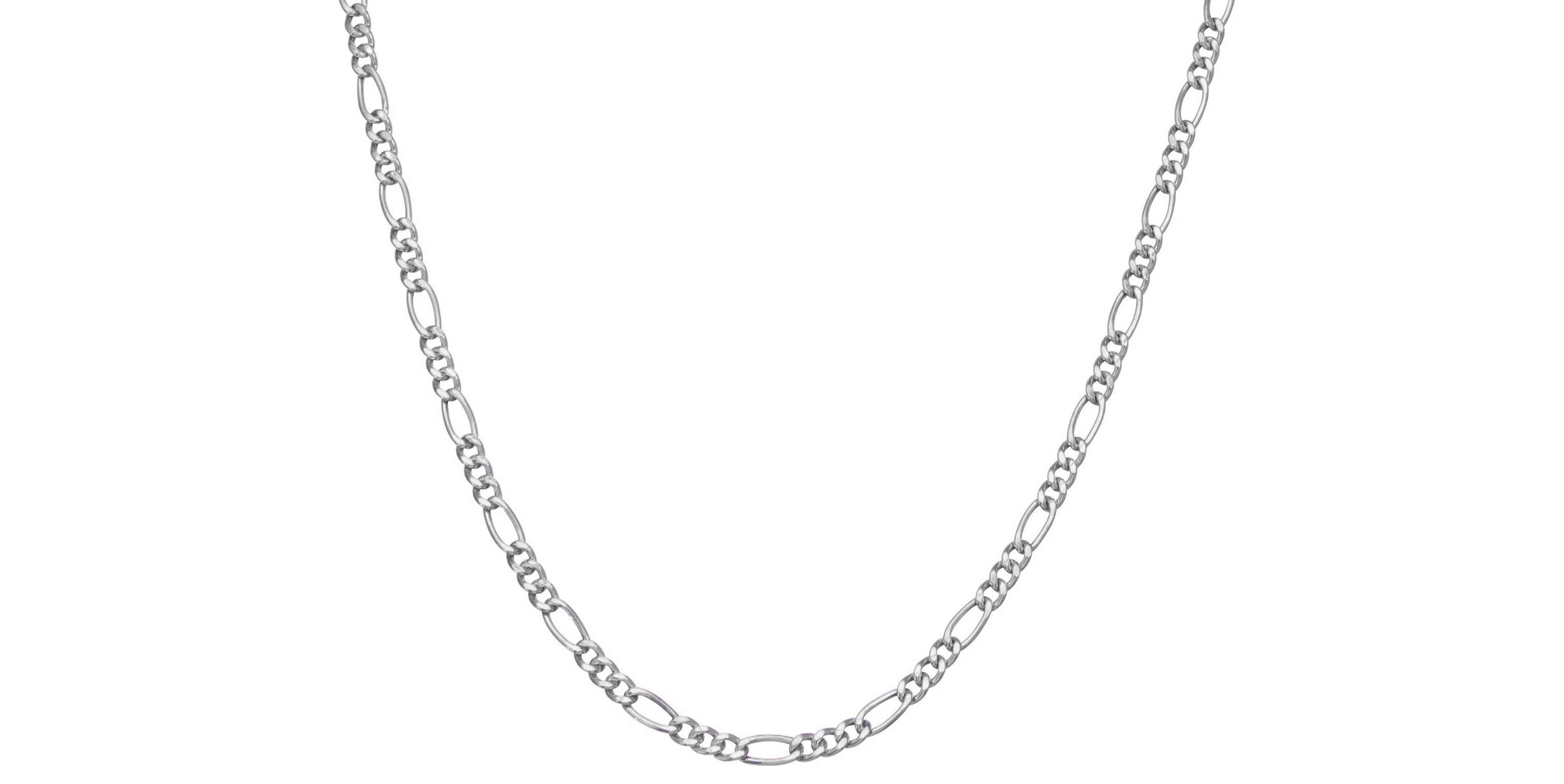 Sterling Silver Mens Silver Figaro Chain Necklace