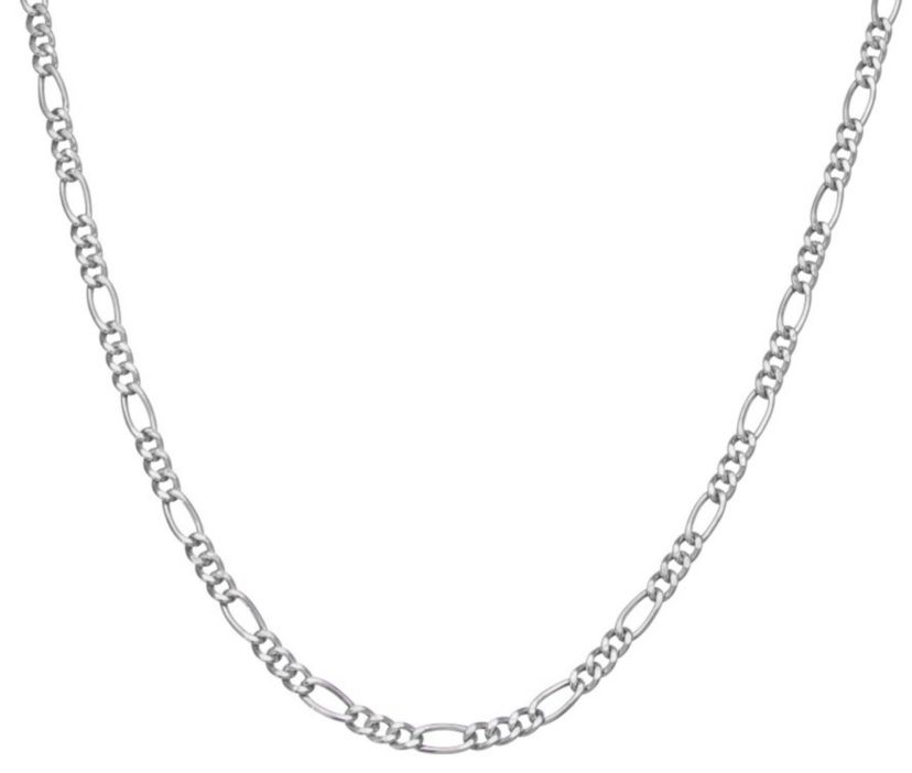 Sterling Silver Mens Silver Figaro Chain Necklace