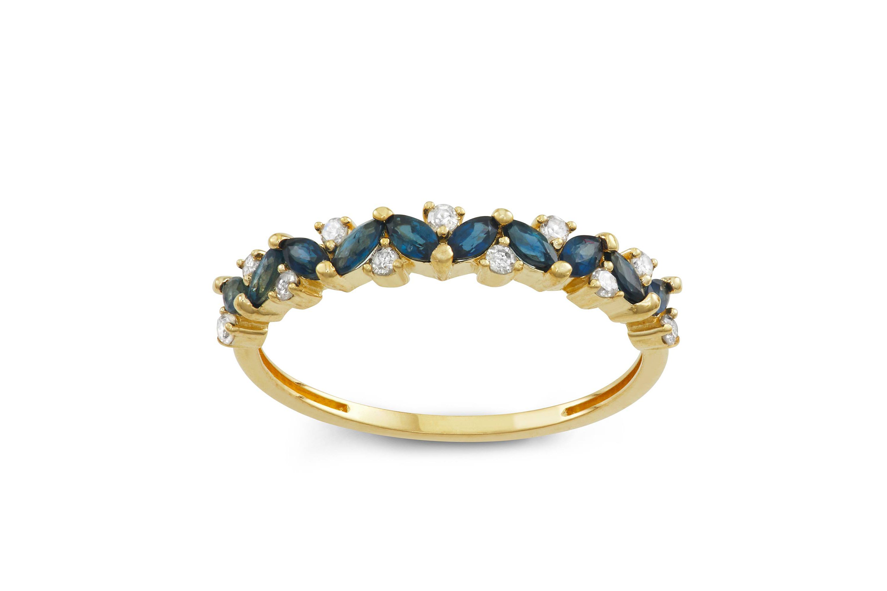 10K Gold Sapphire And Diamond Ring