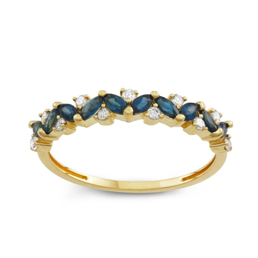 10K Gold Sapphire And Diamond Ring