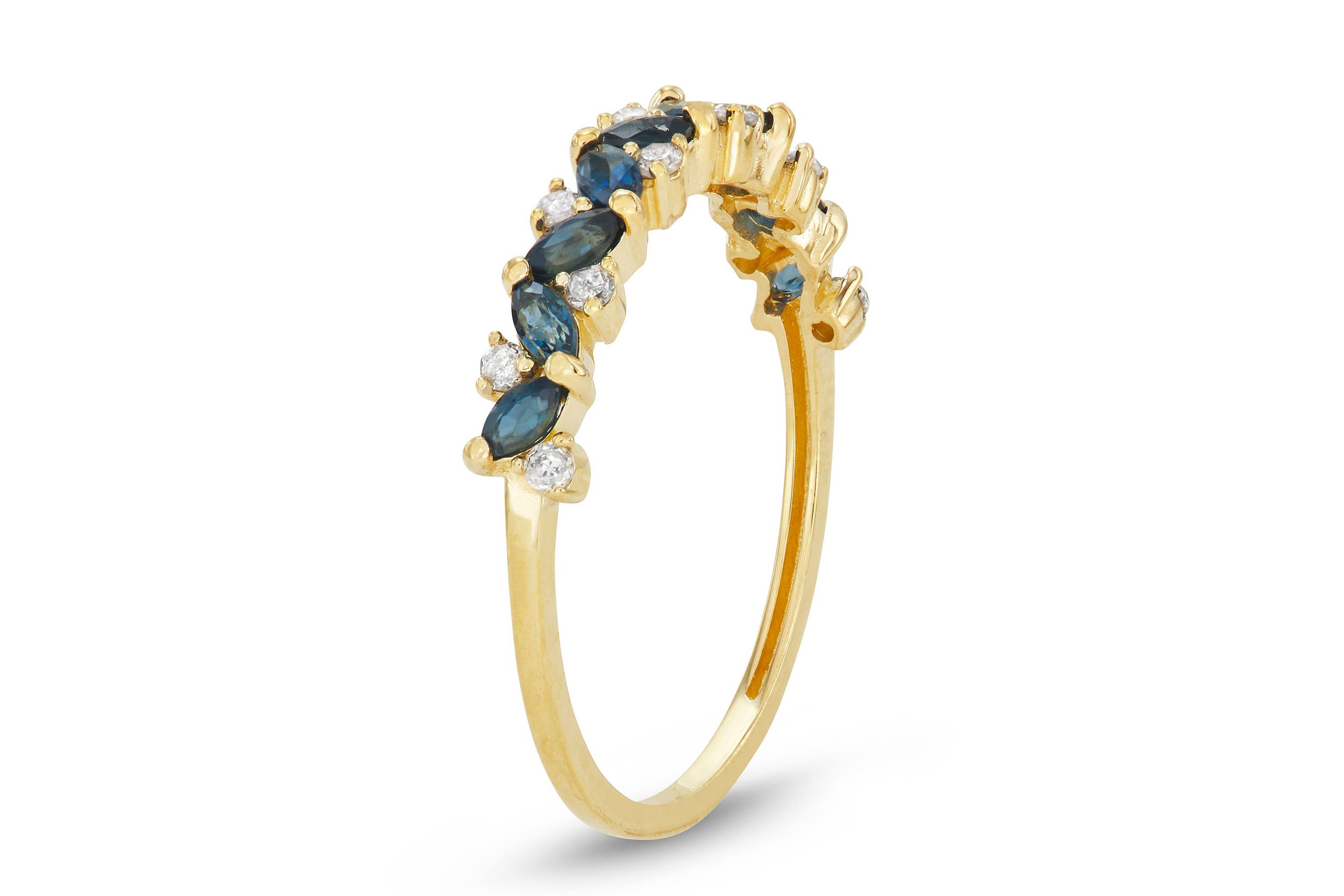 10K Gold Sapphire And Diamond Ring