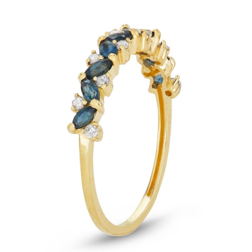 10K Gold Sapphire And Diamond Ring