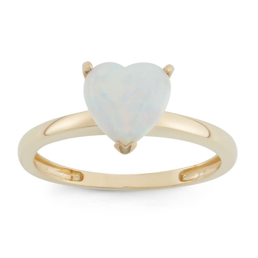 Lab Created 10K Gold Created Opal Solitaire Ring