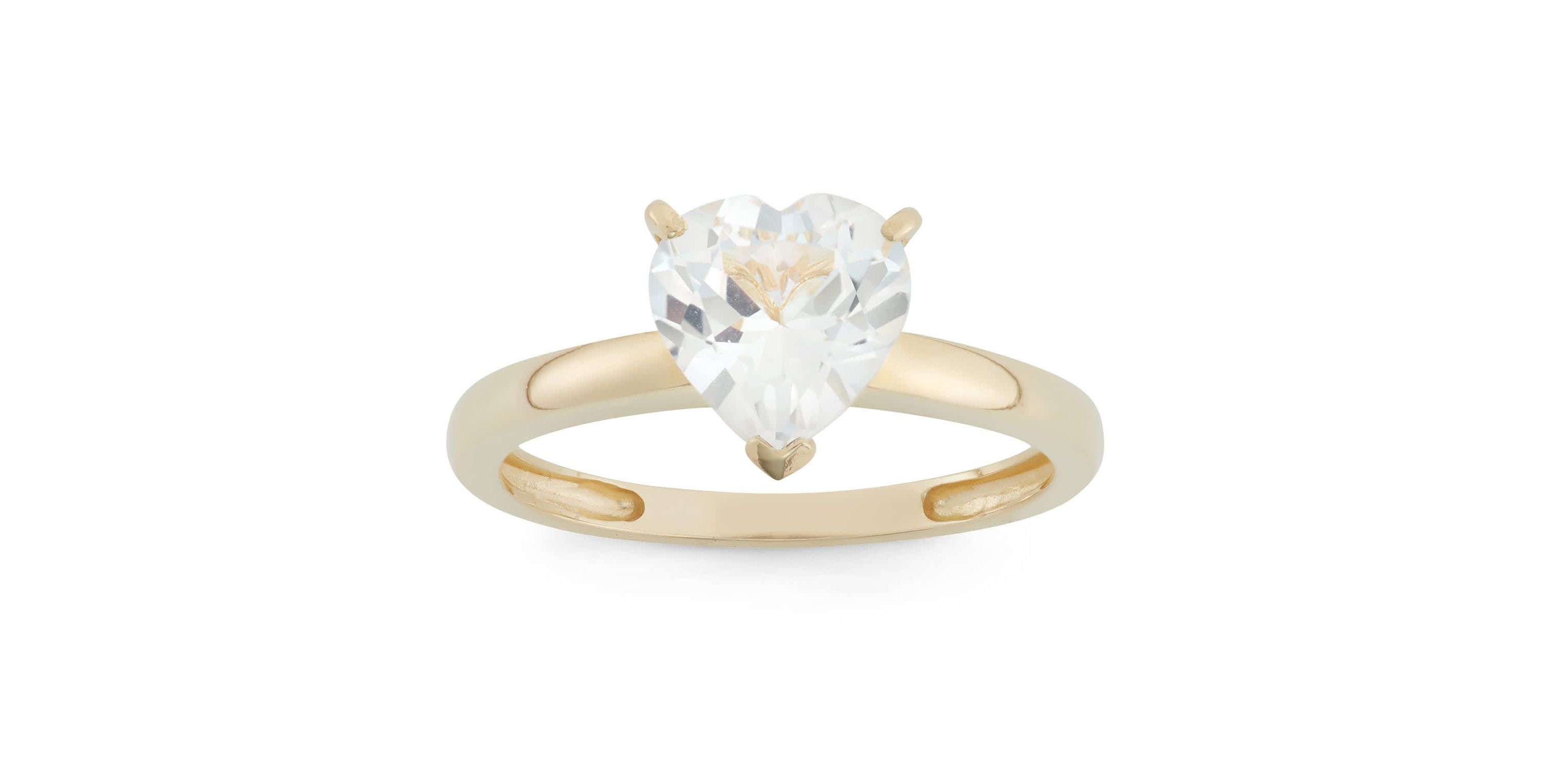 Lab Created 10K Gold Created White Sapphire Solitaire Ring