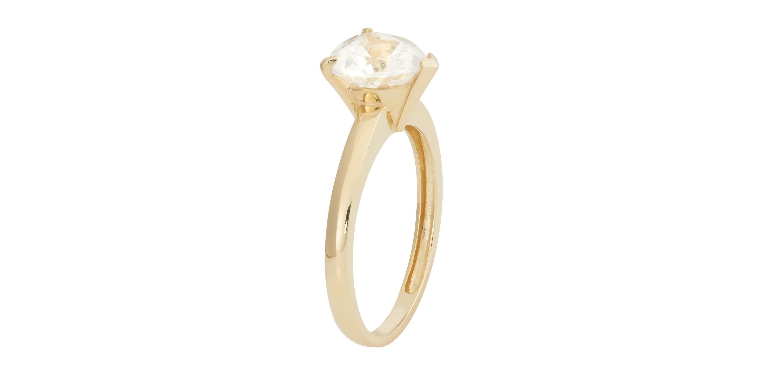 Lab Created 10K Gold Created White Sapphire Solitaire Ring