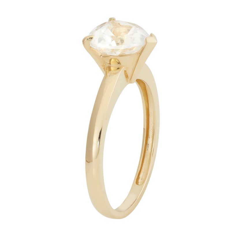 Lab Created 10K Gold Created White Sapphire Solitaire Ring