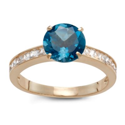 Jordan Blue NYC 10K Gold London Blue Topaz And Created White Sapphire Ring, 8